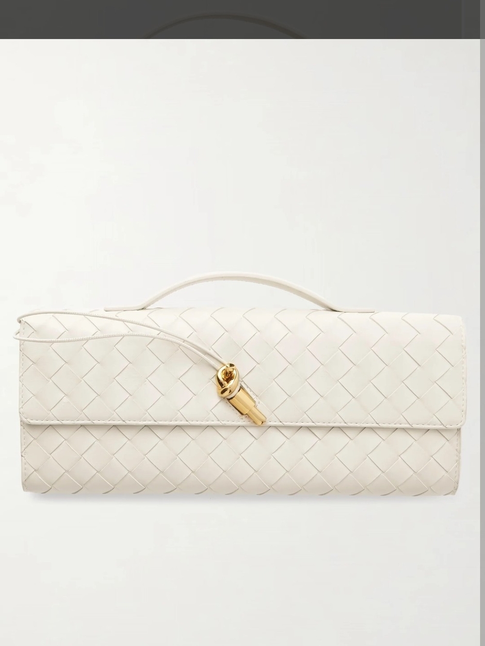 Few Moda Theia Woven Leather Top-Handle Clutch in Ivory
